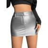 imageFloerns Womens Causal High Waist Raw Hem Pocket Denim Jean Short SkirtSilver