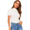 imageFloerns Womens Solid Tee Mock Neck Short Puff Sleeve Tops BlouseA White
