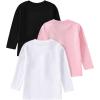 imageFloerns Girls Casual V Neck Short Sleeve Solid Crop Tops Tee ShirtsBlack White Pink