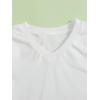 imageFloerns Girls Casual V Neck Short Sleeve Solid Crop Tops Tee ShirtsPlain White
