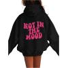 imageFloerns Girls Heart Graphic Print Long Sleeve Hooded Sweatshirt Pullover TopsBlack Graphic
