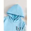 imageFloerns Girls Heart Graphic Print Long Sleeve Hooded Sweatshirt Pullover TopsBlue Butterfly