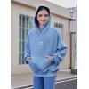 imageFloerns Girls Heart Graphic Print Long Sleeve Hooded Sweatshirt Pullover TopsLight Blue