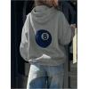 imageFloerns Girls Heart Graphic Print Long Sleeve Hooded Sweatshirt Pullover TopsPale Grey