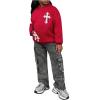 imageFloerns Girls Heart Graphic Print Long Sleeve Hooded Sweatshirt Pullover TopsRed Graphic