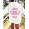 imageFloerns Girls Heart Graphic Print Long Sleeve Hooded Sweatshirt Pullover TopsWhite Letter