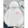 imageFloerns Girls Heart Graphic Print Long Sleeve Hooded Sweatshirt Pullover TopsWhite Letter