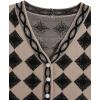 imageFloerns Womens Argyle V Neck Button Front Cardigan Sleeveless Knit Sweater VestBeige