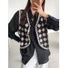 imageFloerns Womens Argyle V Neck Button Front Cardigan Sleeveless Knit Sweater VestBlack