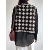 imageFloerns Womens Argyle V Neck Button Front Cardigan Sleeveless Knit Sweater VestBlack