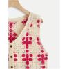imageFloerns Womens Argyle V Neck Button Front Cardigan Sleeveless Knit Sweater VestHot Pink