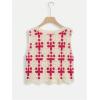 imageFloerns Womens Argyle V Neck Button Front Cardigan Sleeveless Knit Sweater VestHot Pink