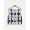 imageFloerns Womens Argyle V Neck Button Front Cardigan Sleeveless Knit Sweater VestRoyal Blue