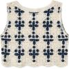imageFloerns Womens Argyle V Neck Button Front Cardigan Sleeveless Knit Sweater VestWhite Multi