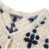 imageFloerns Womens Argyle V Neck Button Front Cardigan Sleeveless Knit Sweater VestWhite Multi