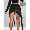 imageFloerns Womens Asymmetrical Side Ruched Ruffle Trim Low Waist Mini SkirtBlack