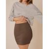 imageFloerns Womens Basic High Waist Bodycon Pencil Solid Short Mini SkirtsBrown