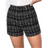 imageFloerns Womens Casual High Waist Skinny Shorts with PocketBlack Plaid