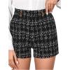 imageFloerns Womens Casual High Waist Skinny Shorts with PocketBlack Plaid