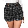 imageFloerns Womens Casual High Waist Skinny Shorts with PocketBlack Plaid