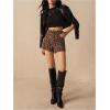 imageFloerns Womens Casual High Waist Skinny Shorts with PocketBrown Leopard