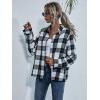 imageFloerns Womens Casual Long Sleeve Button Down Plaid Shirt Blouse TopBlack and White