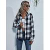 imageFloerns Womens Casual Long Sleeve Button Down Plaid Shirt Blouse TopBlack and White