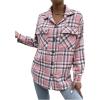 imageFloerns Womens Casual Long Sleeve Button Down Plaid Shirt Blouse TopPink Multi