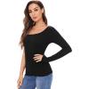 imageFloerns Womens Causal One Shoulder Long Sleeve Rib Knit TShirts Tee TopsA Black