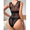 imageFloerns Womens Cut Out Fishnet Teddy Lingerie Mesh One Piece BodysuitBlack Crewneck