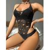 imageFloerns Womens Cut Out Fishnet Teddy Lingerie Mesh One Piece BodysuitBlack Crow