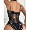 imageFloerns Womens Cut Out Fishnet Teddy Lingerie Mesh One Piece BodysuitBlack Dull