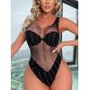 imageFloerns Womens Cut Out Fishnet Teddy Lingerie Mesh One Piece BodysuitBlack Hollow Out