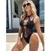imageFloerns Womens Cut Out Fishnet Teddy Lingerie Mesh One Piece BodysuitBlack Jade