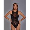 imageFloerns Womens Cut Out Fishnet Teddy Lingerie Mesh One Piece BodysuitBlack Oil