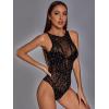 imageFloerns Womens Cut Out Fishnet Teddy Lingerie Mesh One Piece BodysuitBlack Oil