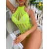 imageFloerns Womens Cut Out Fishnet Teddy Lingerie Mesh One Piece BodysuitBright Green