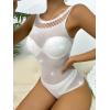imageFloerns Womens Cut Out Fishnet Teddy Lingerie Mesh One Piece BodysuitWhite Solid