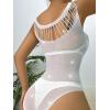 imageFloerns Womens Cut Out Fishnet Teddy Lingerie Mesh One Piece BodysuitWhite Solid