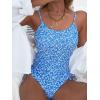 imageFloerns Womens Floral One Piece Swimsuit Tummy Control Scoop Neck Drawstring Monokini Bathing Suit SwimwearBlue