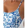 imageFloerns Womens Floral One Piece Swimsuit Tummy Control Scoop Neck Drawstring Monokini Bathing Suit SwimwearBlue Plant