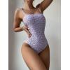 imageFloerns Womens Floral One Piece Swimsuit Tummy Control Scoop Neck Drawstring Monokini Bathing Suit SwimwearPurple Floral