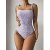 imageFloerns Womens Floral One Piece Swimsuit Tummy Control Scoop Neck Drawstring Monokini Bathing Suit SwimwearPurple Floral