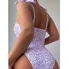 imageFloerns Womens Floral One Piece Swimsuit Tummy Control Scoop Neck Drawstring Monokini Bathing Suit SwimwearPurple Floral