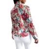 imageFloerns Womens Flower Print Lantern Long Sleeve Bow Tied Neck Blouse TopsPink Multi