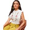 imageFloerns Womens Mock Neck Guipure Lace Trim Embroidery Blouse TopsA White