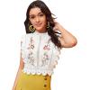 imageFloerns Womens Mock Neck Guipure Lace Trim Embroidery Blouse TopsA White