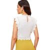imageFloerns Womens Mock Neck Guipure Lace Trim Embroidery Blouse TopsA White
