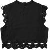 imageFloerns Womens Mock Neck Guipure Lace Trim Embroidery Blouse TopsBlack Solid