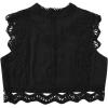 imageFloerns Womens Mock Neck Guipure Lace Trim Embroidery Blouse TopsBlack Solid